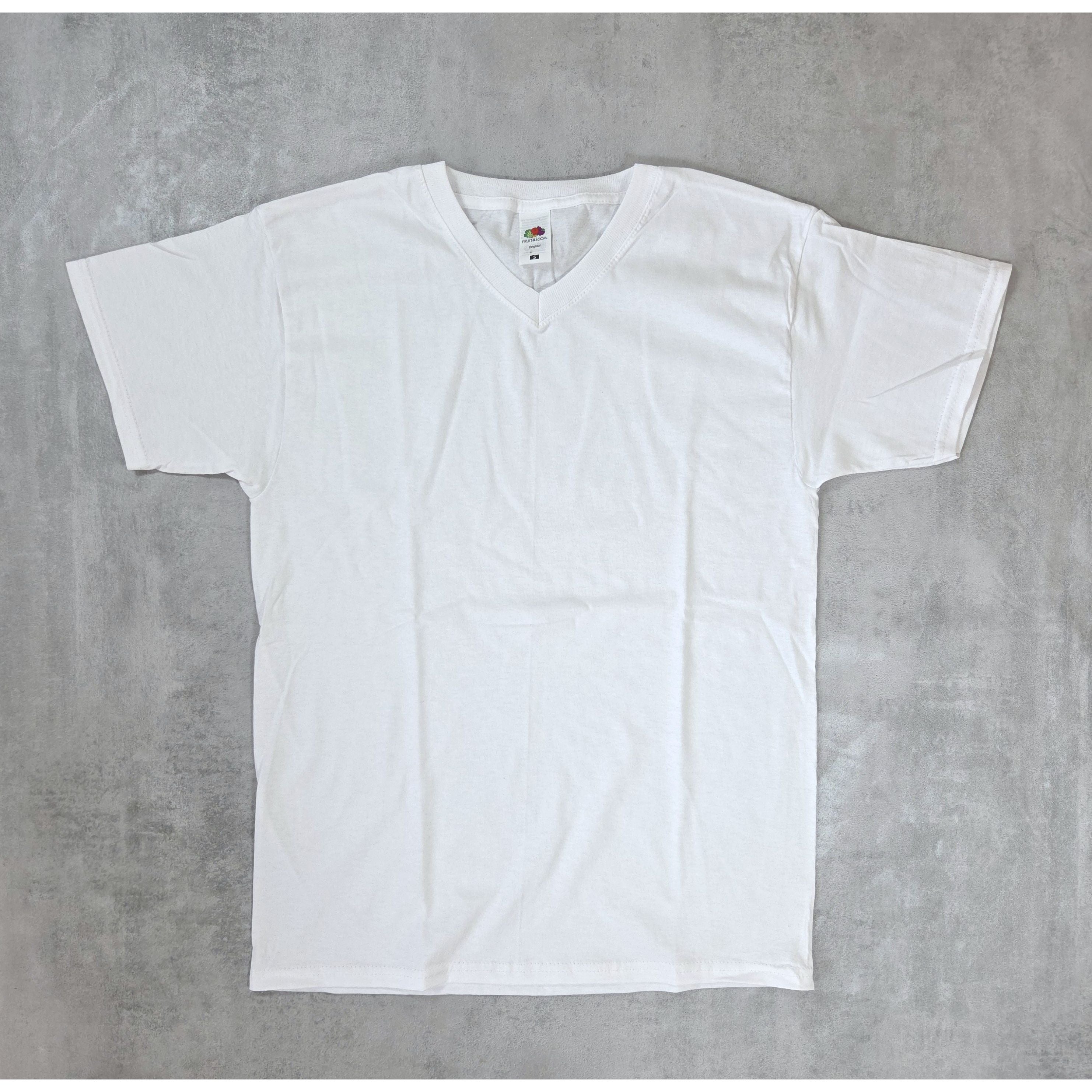 Original V-Neck T-Shirts Fruit of the Loom V-Ausschnitt Baumwolle Farbe weiß 