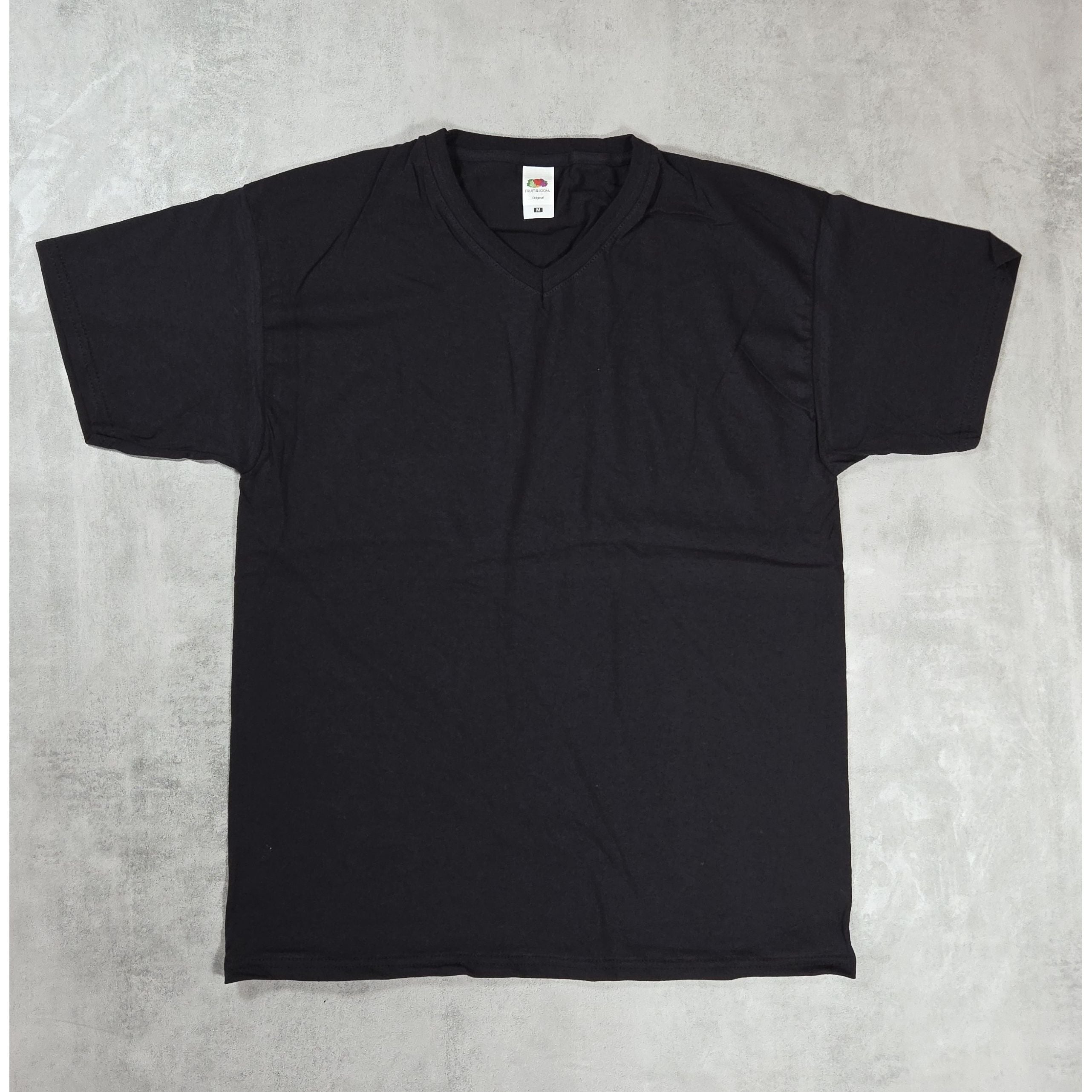 Original V-Neck T-Shirts Fruit of the Loom V-Ausschnitt Baumwolle Farbe schwarz