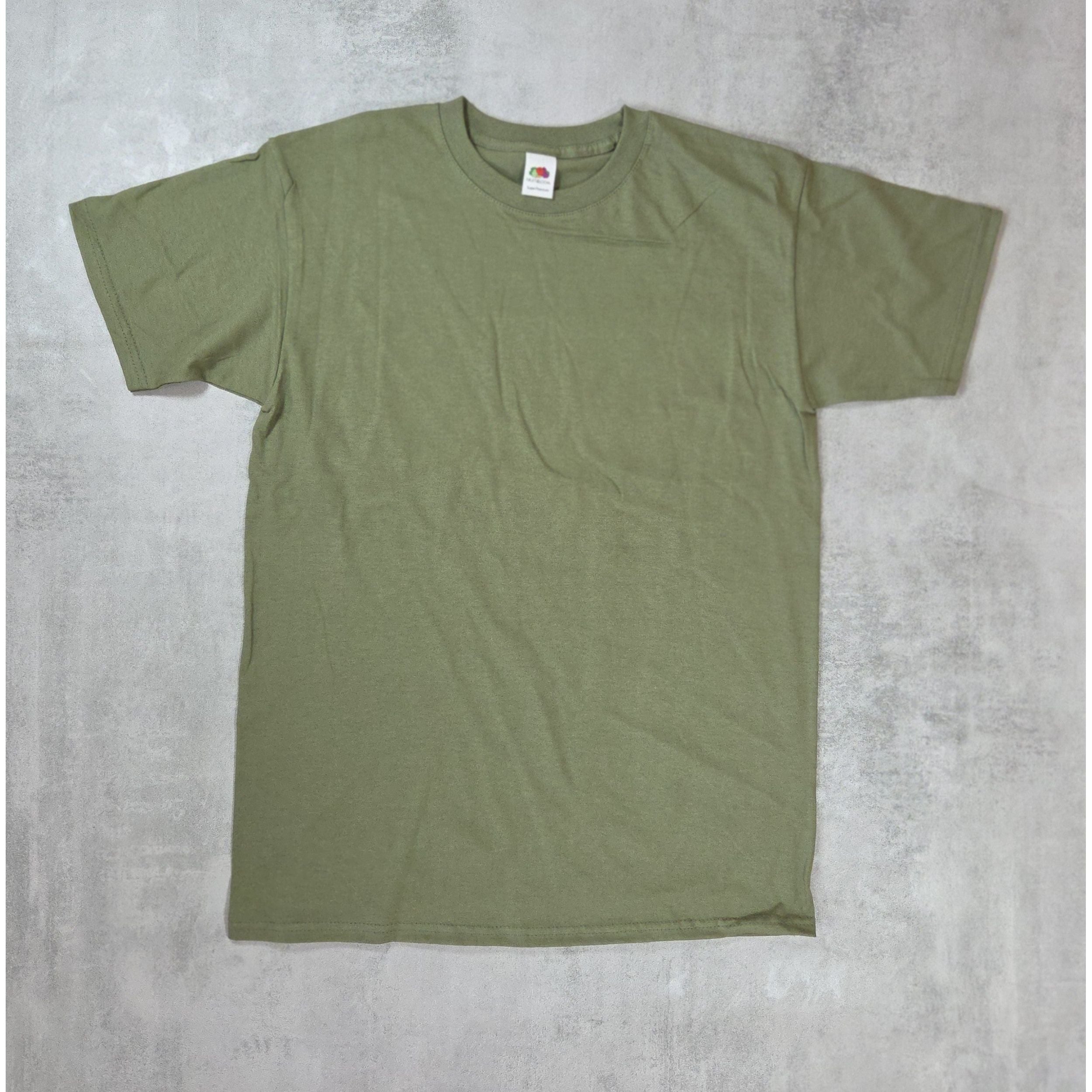 Super Premium T-Shirts Fruit of the Loom Rundhals Baumwolle Farbe olive  Qualifin Shop grün