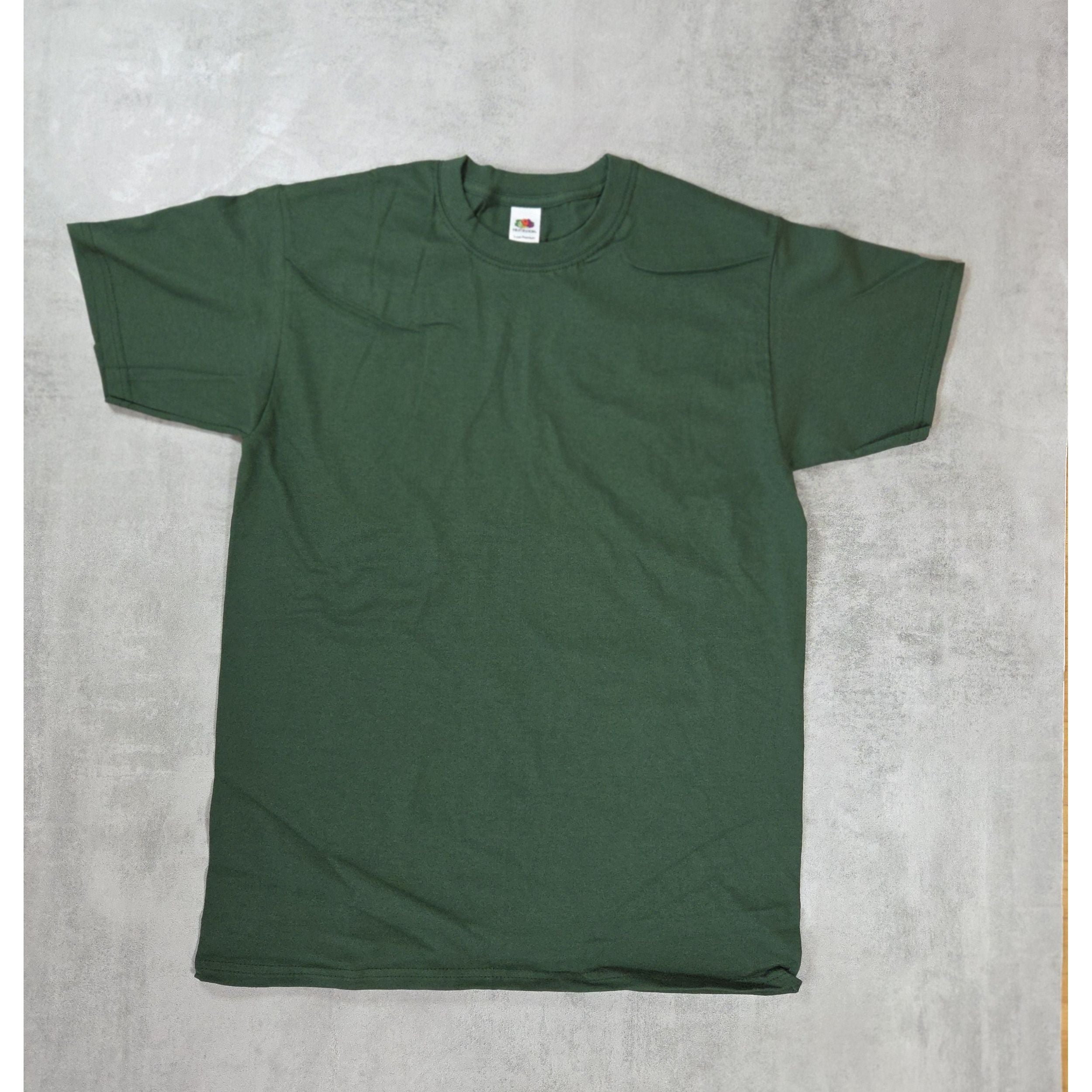 Super Premium T-Shirts Fruit of the Loom Rundhals Baumwolle Farbe bottle grün Qualifin Shop