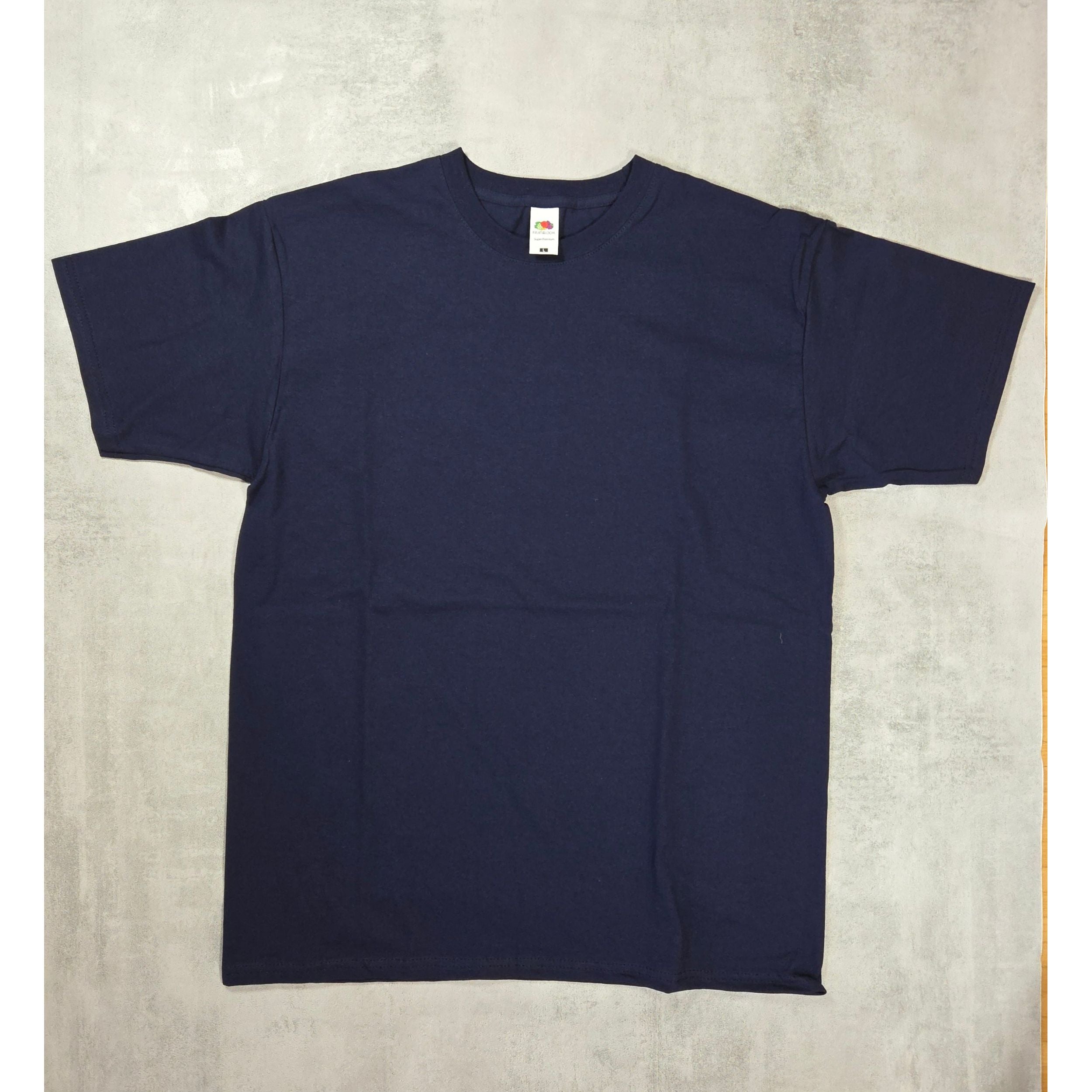 Super Premium T-Shirts Fruit of the Loom Rundhals Baumwolle Farbe deep-navy dunkelblau Qualifin Shop