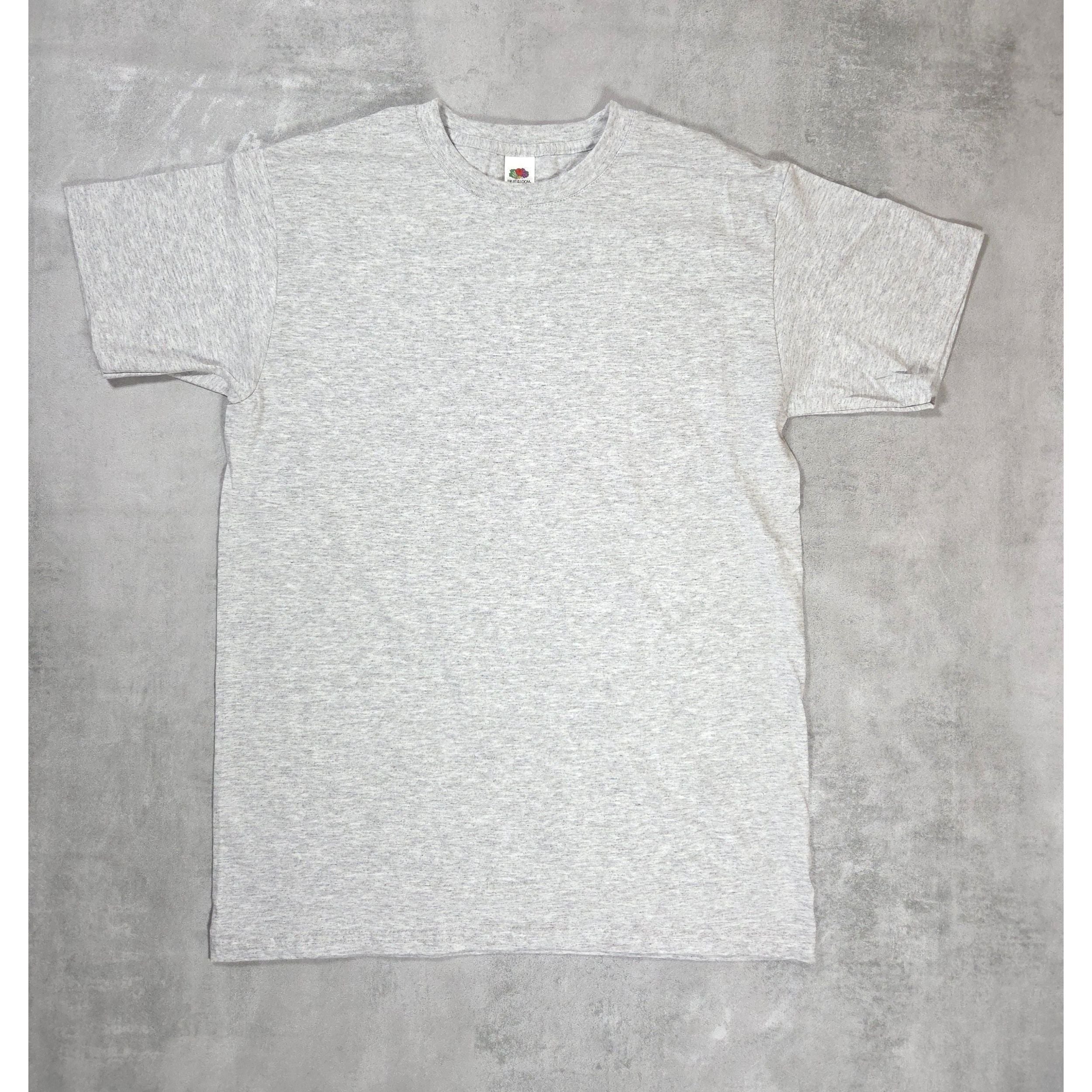 Super Premium T-Shirts Fruit of the Loom Rundhals Baumwolle Farbe heather-grey grau Qualifin Shop