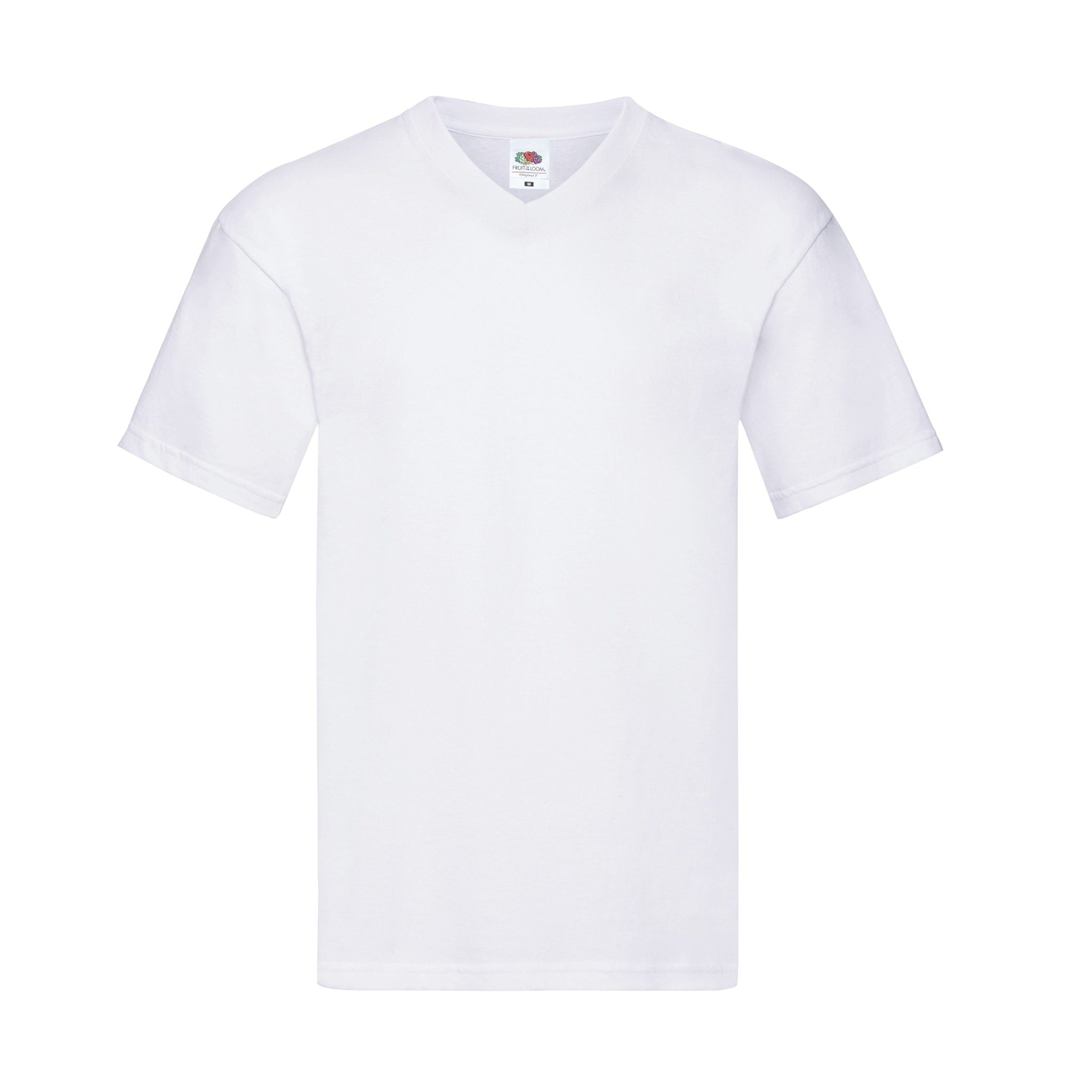 Original V-Neck T-Shirts Fruit of the Loom V-Ausschnitt Baumwolle Farbe weiß