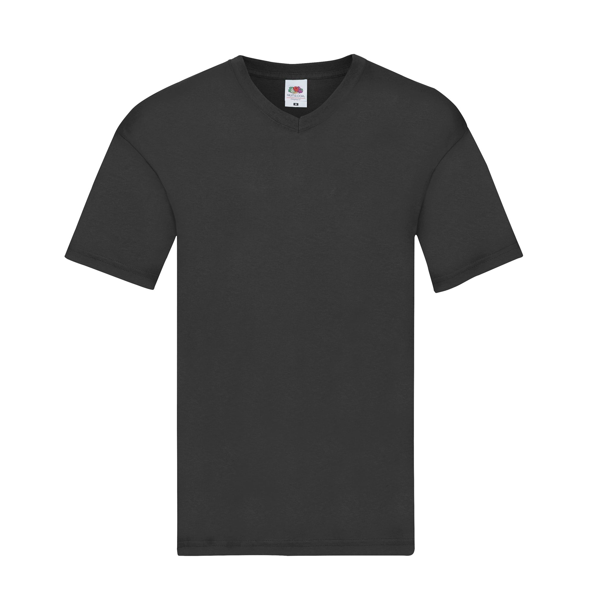 Original V-Neck T-Shirts Fruit of the Loom V-Ausschnitt Baumwolle Farbe schwarz