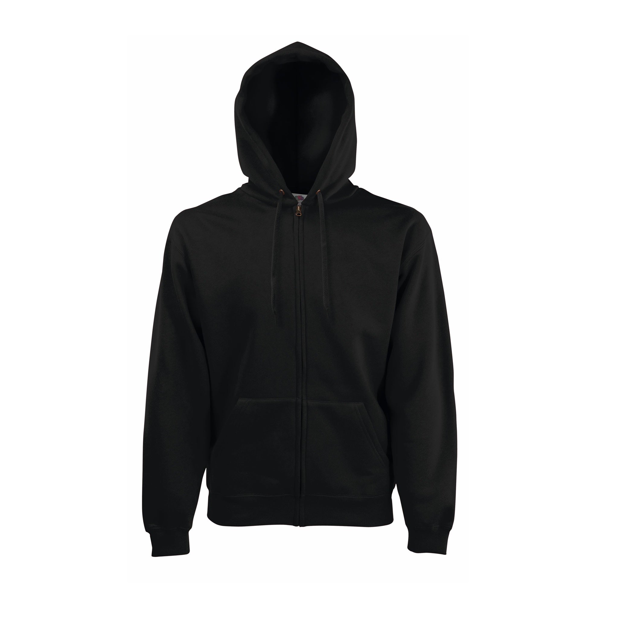 Hoodie mit Kapuze und Reißverschluss Fruit of the Loom Kapuzensweater schwarz
